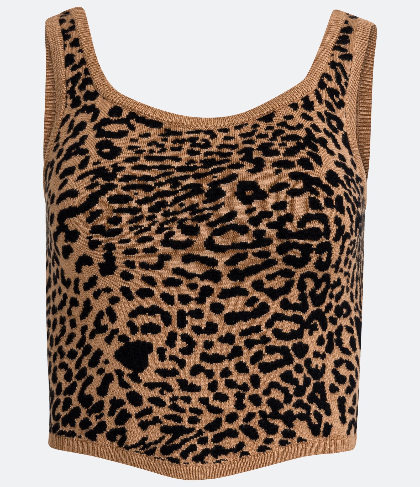 Blusa Cropped de Alça em Tricô com Estampa Animal Print Marrom 5