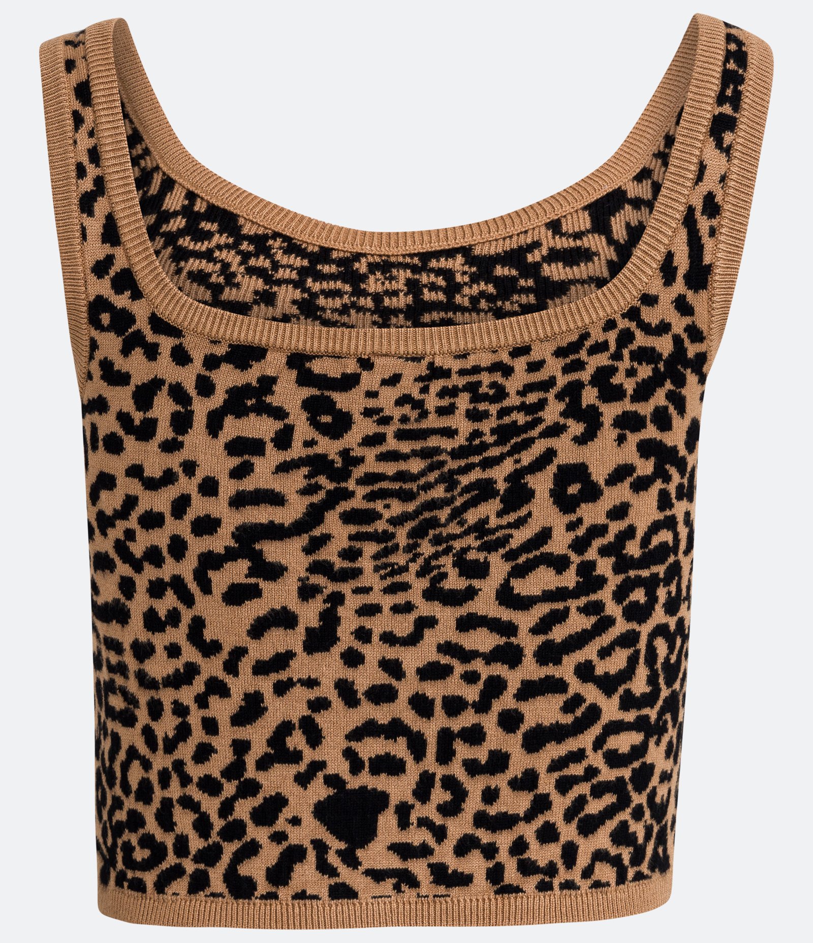 Blusa Cropped de Alça em Tricô com Estampa Animal Print Marrom 6