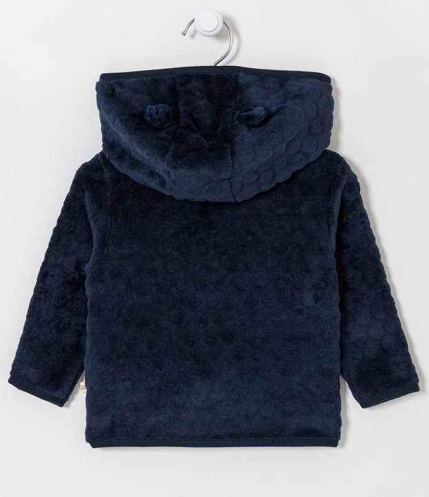 Conjunto Infantil en Fleece con Saco Capucha y Pantalón - Talle RN a 18 meses Azul 2