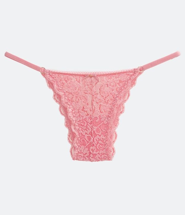 Bombacha Colaless en Encaje Floral con Lateral Ajustable Rosado 5