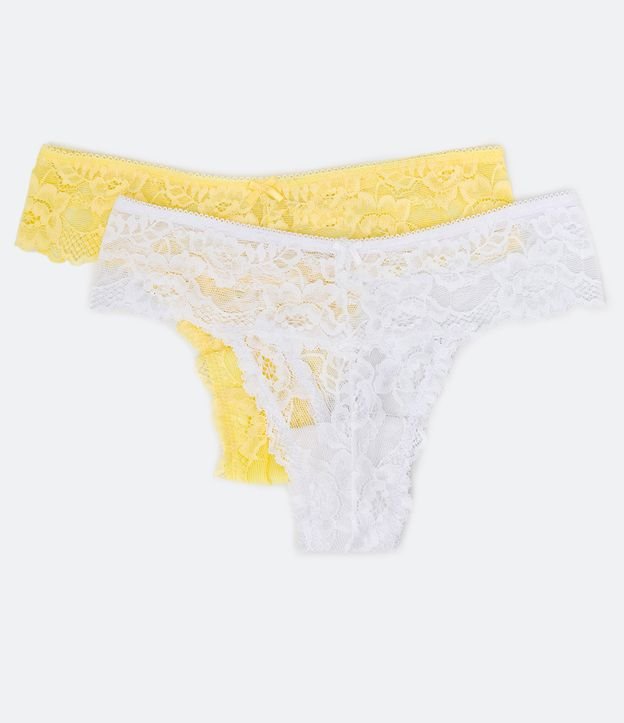 Kit 02 Calcinhas Biquíni Fio em Renda com Transparência