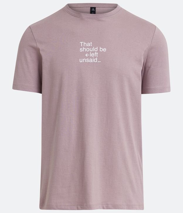 Camiseta Slim em Algodão com Estampa de Lettering e Manga Curta Rosa Violeta 5