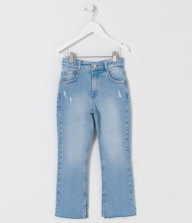 Pantalón Flare Infantil Jeans con Abertura en la Barra - Talle 5 a 14 años Azul 1