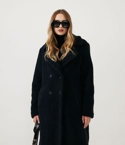 Casaco Alongado em Sherpa com Bolsos