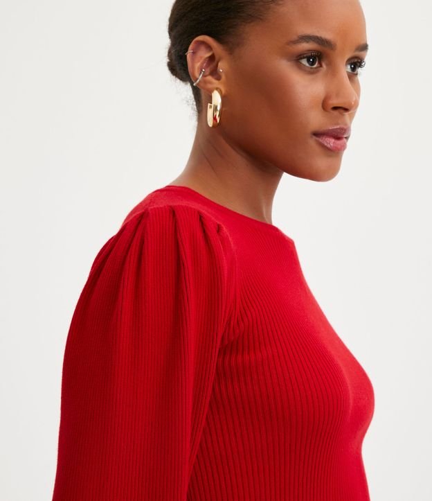 blusa roja manga abullonada