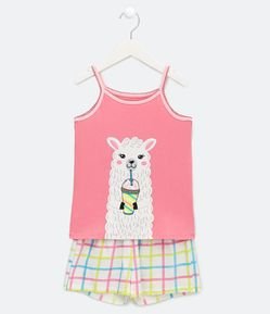 Pijama Corto Infantil Estampado Llama - Talle 5 a 14 años
