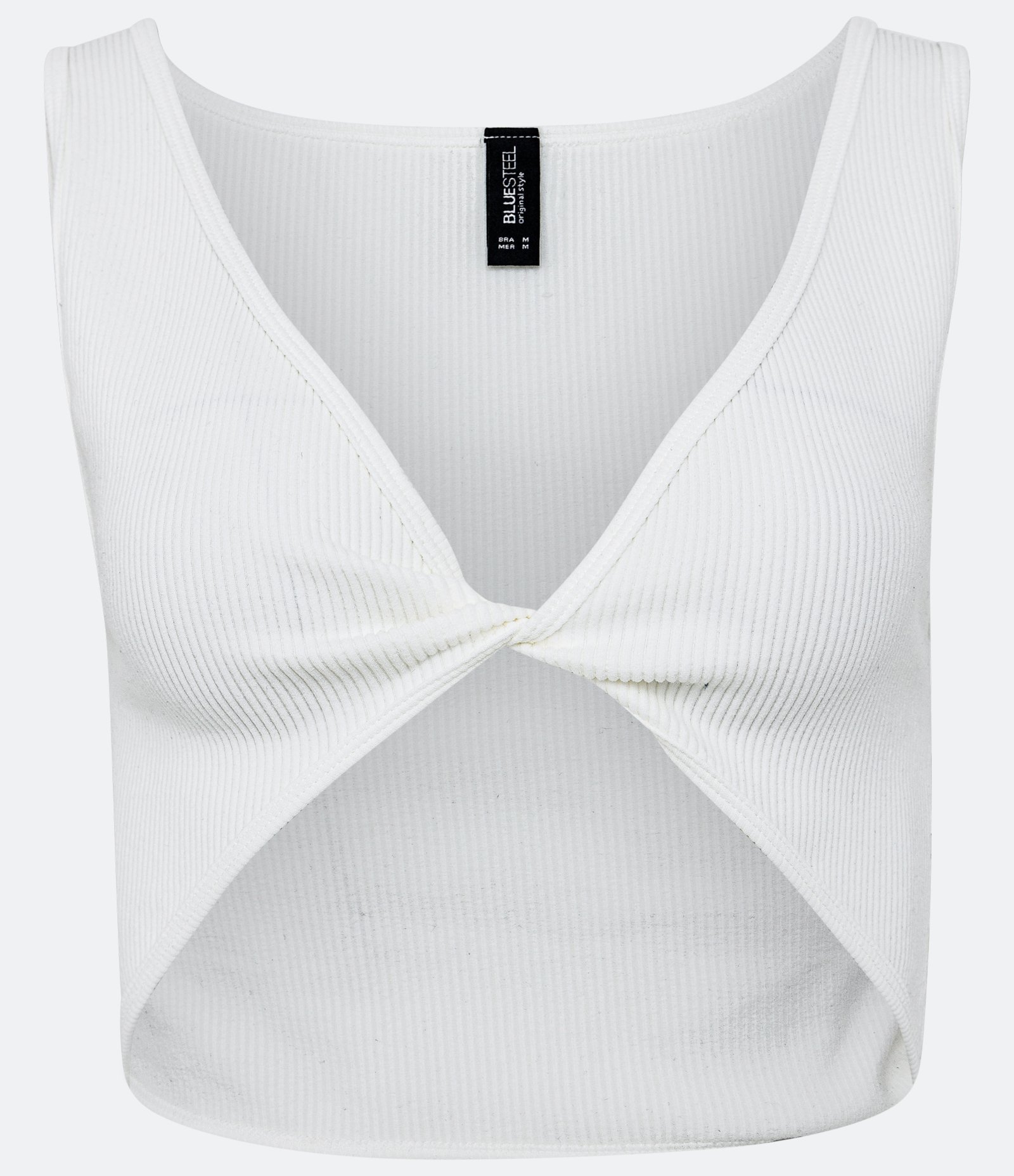Blusa Cropped Sem Costura Reversível com Torcido no Busto Branco 5