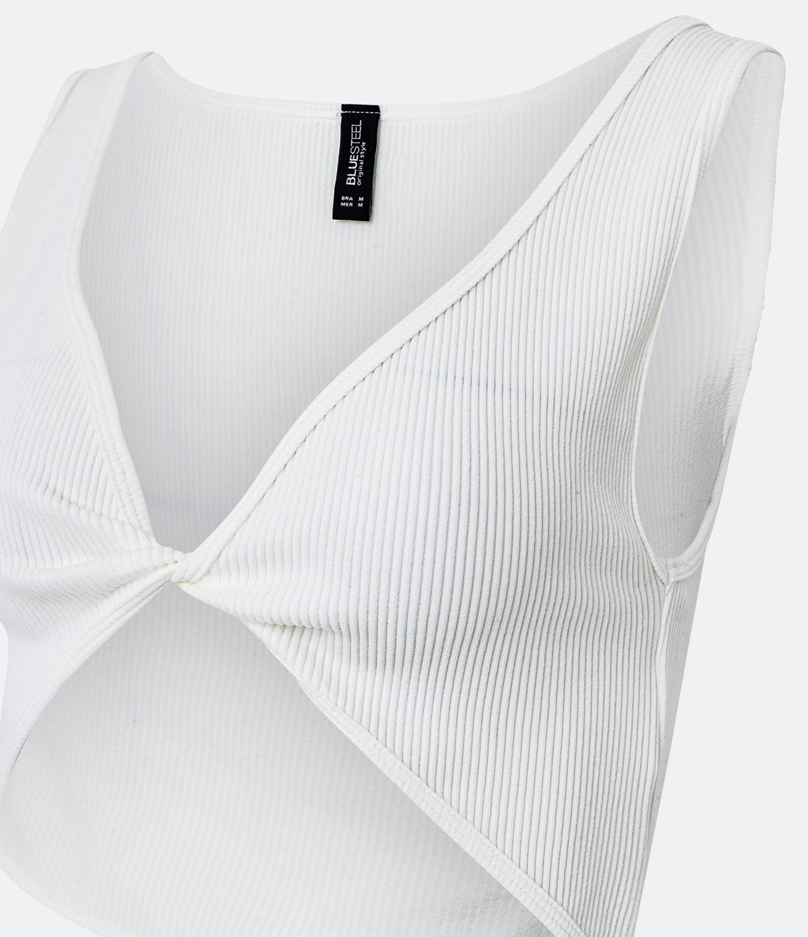 Blusa Cropped Sem Costura Reversível com Torcido no Busto Branco 7