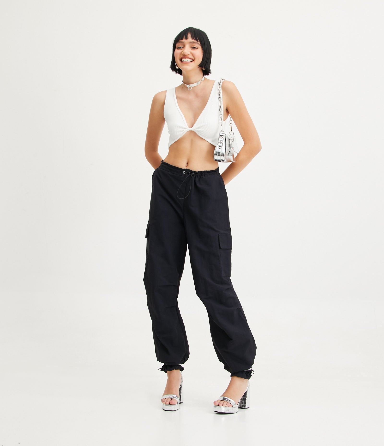 Blusa Cropped Sem Costura Reversível com Torcido no Busto Branco 2