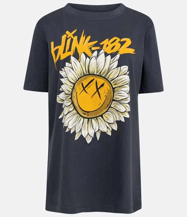Camiseta em Meia Malha com Estampa Blink 182 Dead Smiley Cinza 6