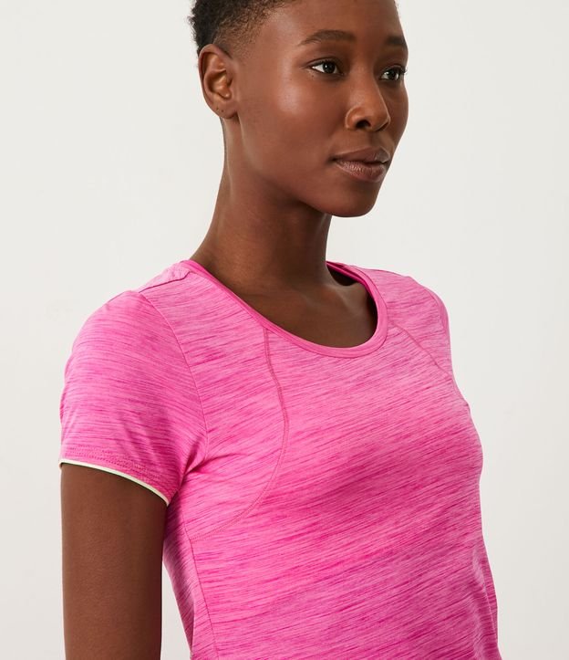 Remera Deportiva en Poliamida con Detalles en Bies Rosado 4