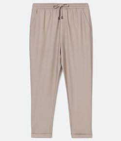 Calça Slim em Soft Touch com Textura e Barra Dobrada