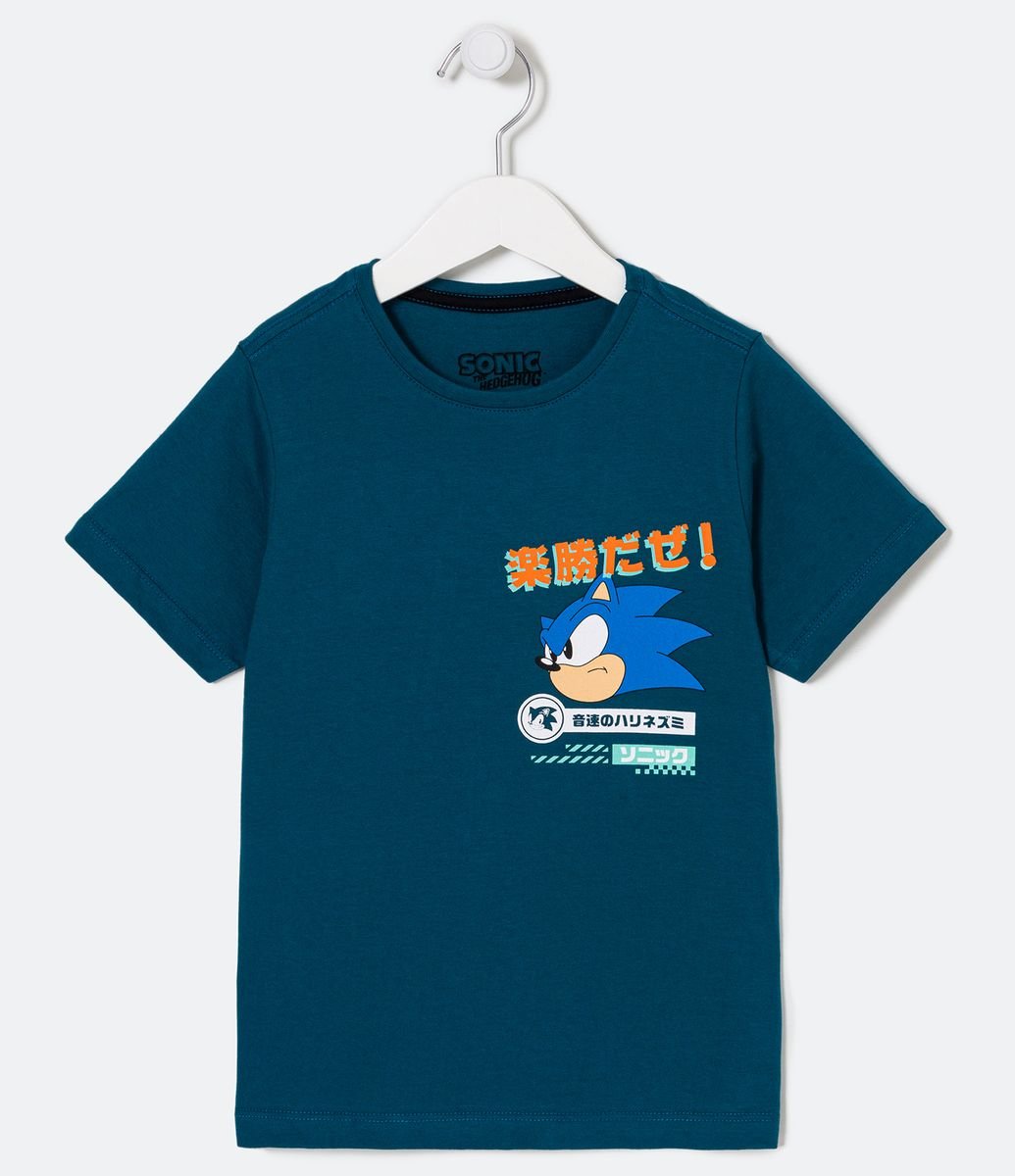 Camiseta Infantil Estampa Sonic Correndo - Tam 4 a 12 Anos Azul