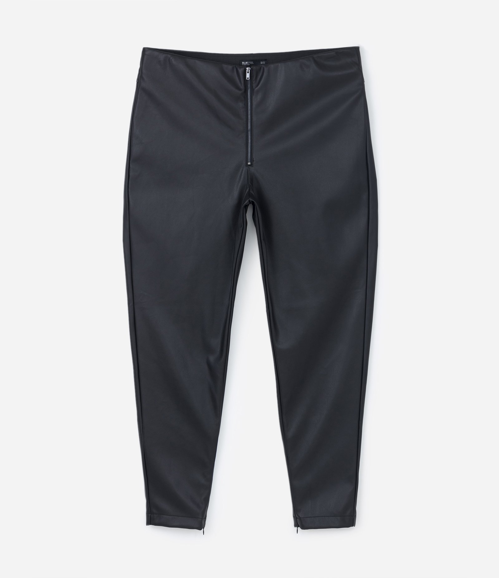Calça Legging em Material Sintético com Abertura por Zíper Preto 5
