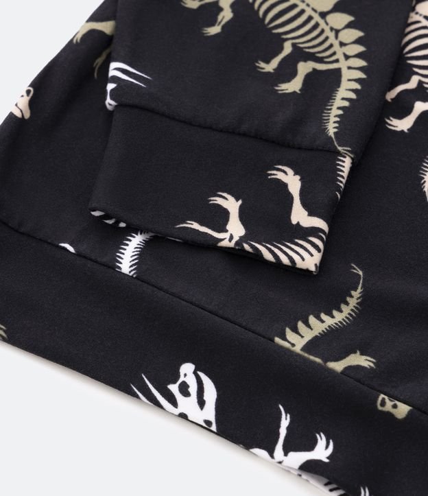 Pijama Largo Infantil Peach Touch con Estampado Dino Esqueleto - Talle 4 a 14 años Negro 4