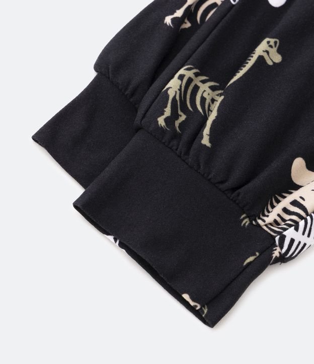 Pijama Largo Infantil Peach Touch con Estampado Dino Esqueleto - Talle 4 a 14 años Negro 5
