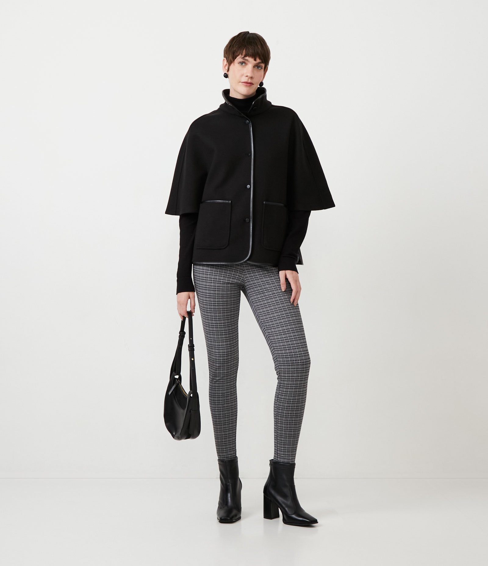 Calça Legging em Ponto Roma com Estampa Pied-de-poule Preto 1