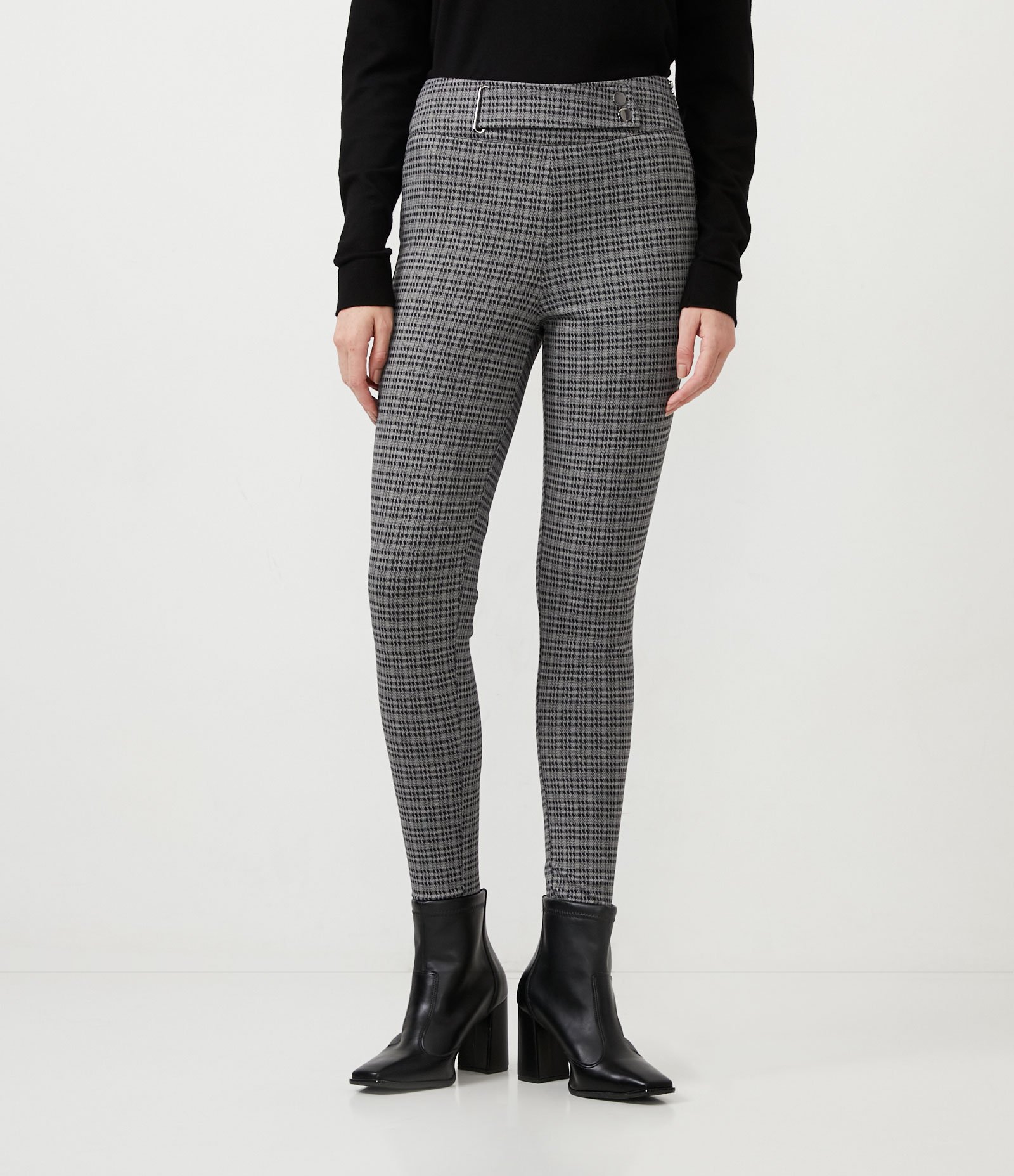 Calça Legging em Ponto Roma com Estampa Pied-de-poule Preto 2