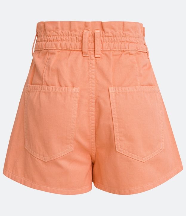 Short Baggy en Jeans con Cintura Elástica y Pliegues Naranja 7