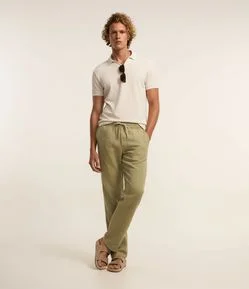 Camiseta Polo Comfort em Algodao Texturizado com Manga Curta