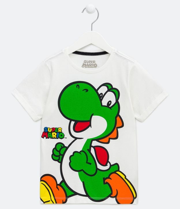 Camiseta Infantil Estampa Yoshi Super Mario - Tam 3 a 10 Anos Branco 1