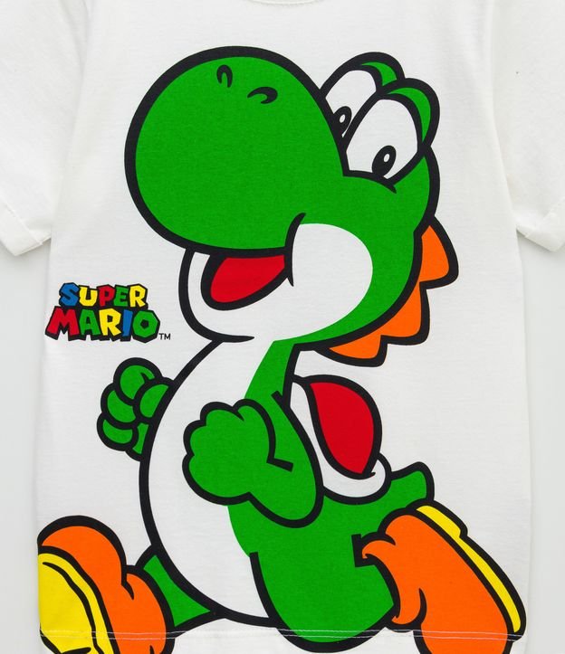 Camiseta Infantil Estampa Yoshi Super Mario - Tam 3 a 10 Anos Branco 3