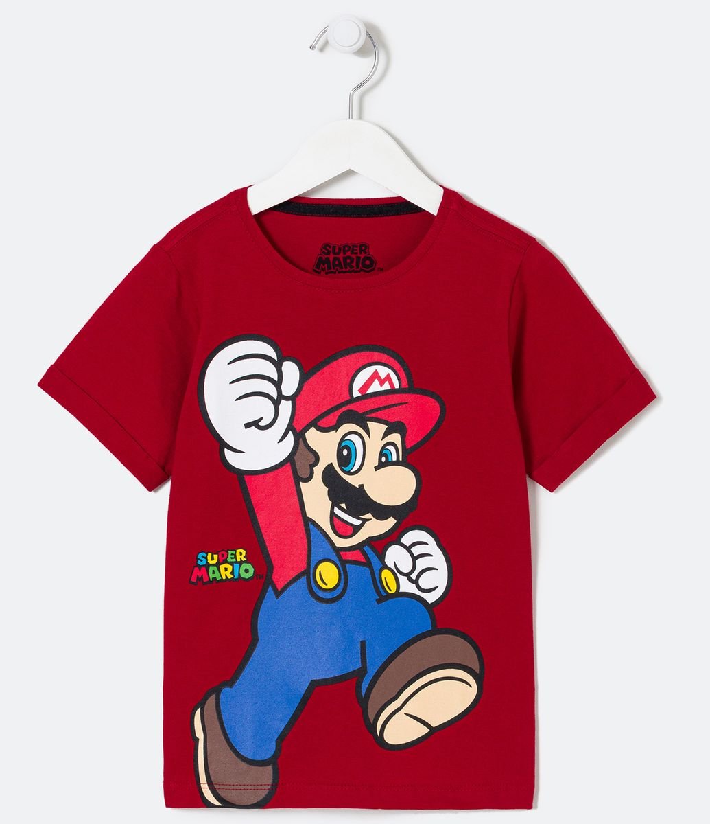 Camiseta Infantil Estampa Super Mário - Tam 3 a 10 Anos Vermelho