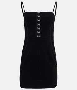 Vestido Curto em Bengaline com Ganchinhos no Decote