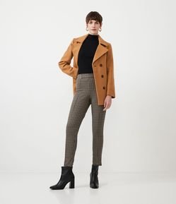 Calça Legging com Detalhe no Cós e Estampa Pied de Poule