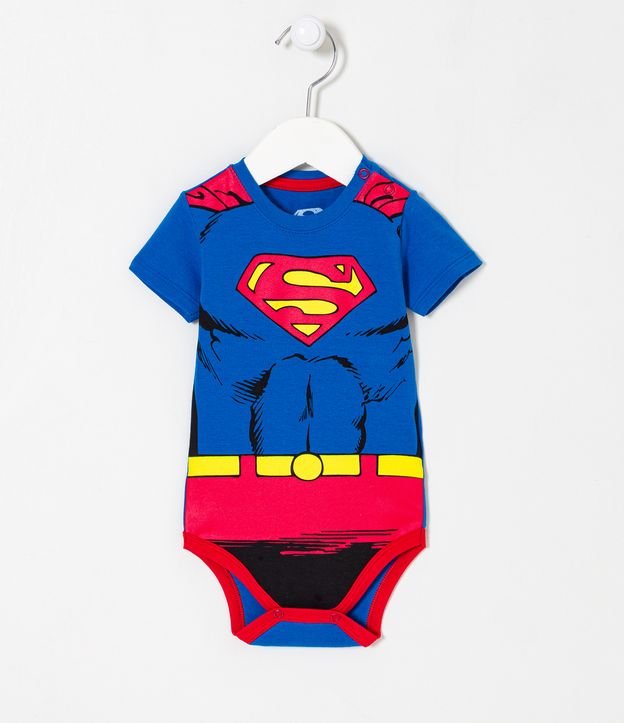 Body Infantil Disfraz de SuperMan - Talle 0 a 18 meses Azul 1