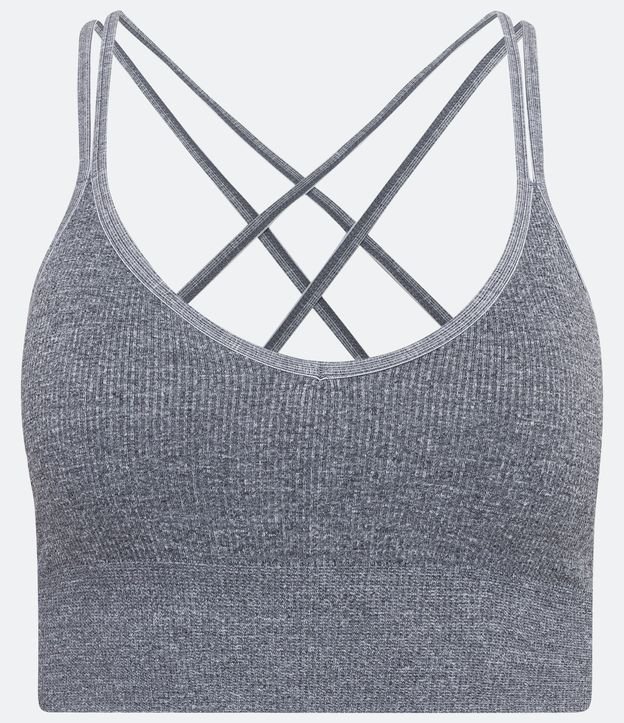 Sutiã Alongado em Poliamida Canelada com Alça Dupla Cruzada DelRio