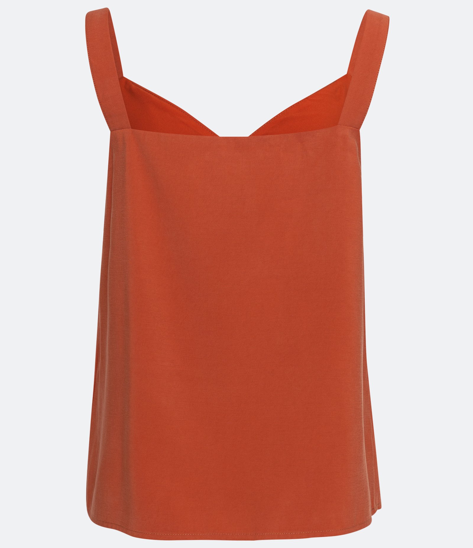 Blusa Sem Manga com Abotoamento e Detalhe Arredondado na Barra Laranja 6