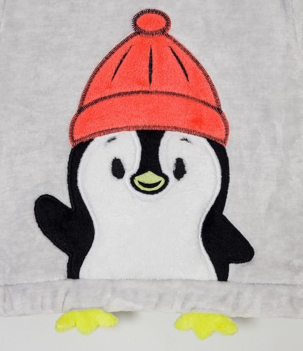 Pijama Infantil en Fleece con Estampado Interactivo de Pingüinos - Talle 1 a 4 años Gris 2