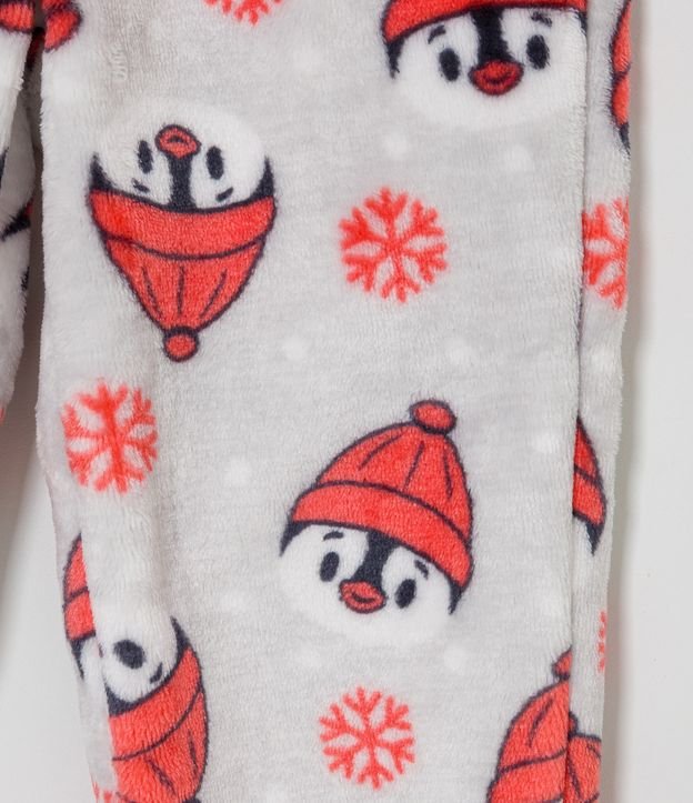 Pijama Infantil en Fleece con Estampado Interactivo de Pingüinos - Talle 1 a 4 años Gris 6