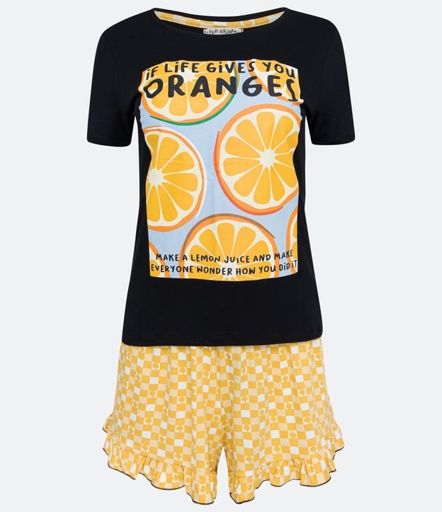 Pijama Corto en Viscolycra con Estampado Orange Negro 5