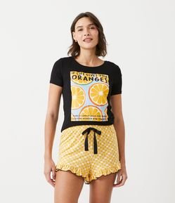Pijama Curto em Viscolycra com Estampa Orange