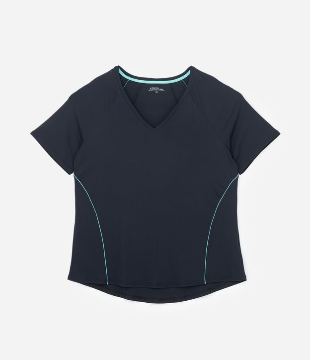 Camiseta Esportiva em Poliamida com Vivos Contrastantes Curve & Plus Size Preto 7