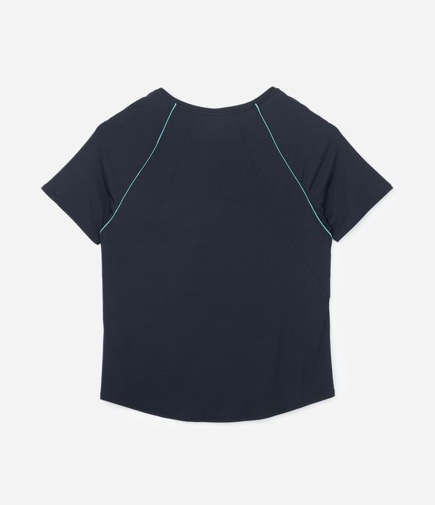 Camiseta Esportiva em Poliamida com Vivos Contrastantes Curve & Plus Size Preto 8
