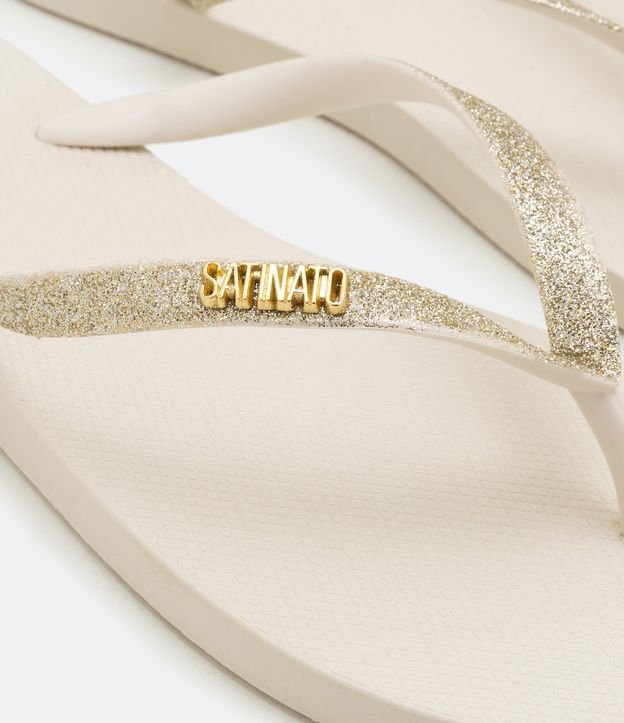 Chinelo de Tiras com Glitter Off White
