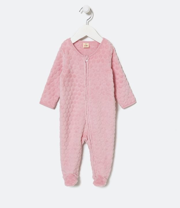 Macacão Longo Infantil com Textura de Bolinhas -Tam RN a 24 meses