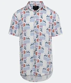 Camisa Regular em Viscose com Estampa Geométrica