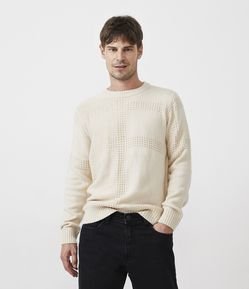 Suéter Regular em Tricô com Textura e Detalhes Canelados