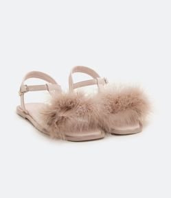 Sandália Rasteira Infantil com Plumas na Tira - Tam 28 ao 37