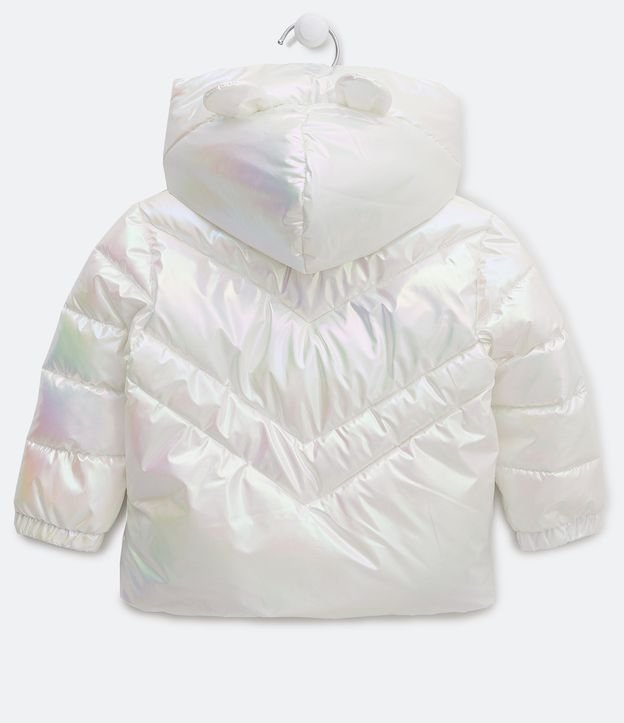 Campera Puffer Infantil Holográfica con Capucha - Talle 1 a 5 años Blanco Nieve 2