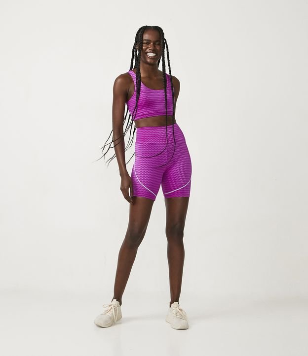 Bermuda Esportiva em Poliamida com Estampa Abstrata