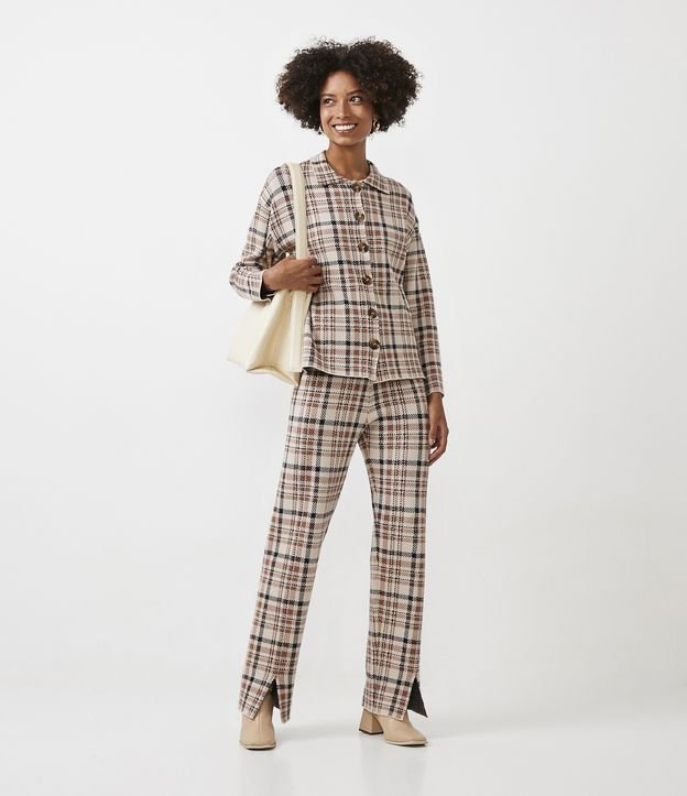 Camisa en Jacquard de Cuadros con Manga Larga Multicolores 2