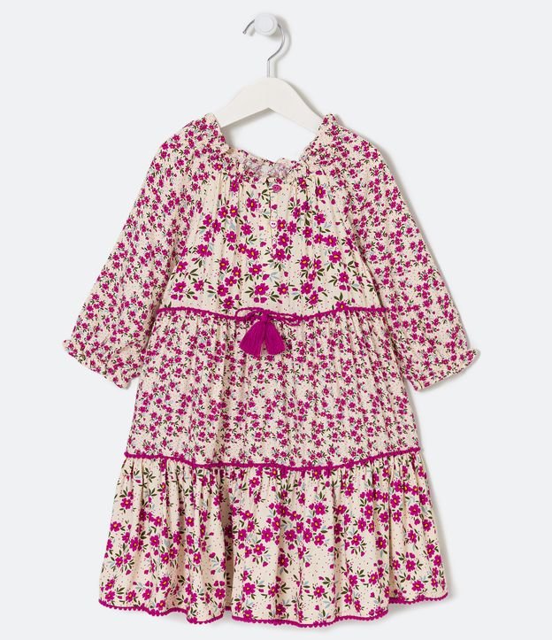 Vestido Infantil Estampa Floral - Tam 5 a 14 Anos