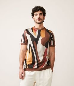 Camiseta Slim em Algodão com Estampa Abstrata