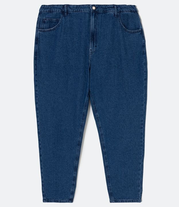 Pantalón Mom Jeans con Botón Perla Curve & Plus Size Azul 6