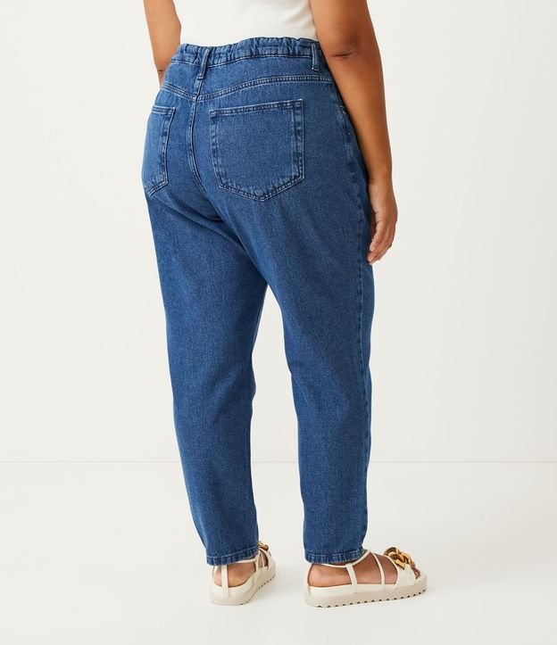 Pantalón Mom Jeans con Botón Perla Curve & Plus Size Azul 3